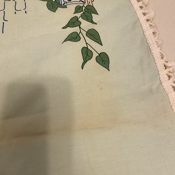Vintage Retro MCM 60s 70s Square Linen Tablecloth 41x41” Hand painted Teapots - Picture 8 of 9